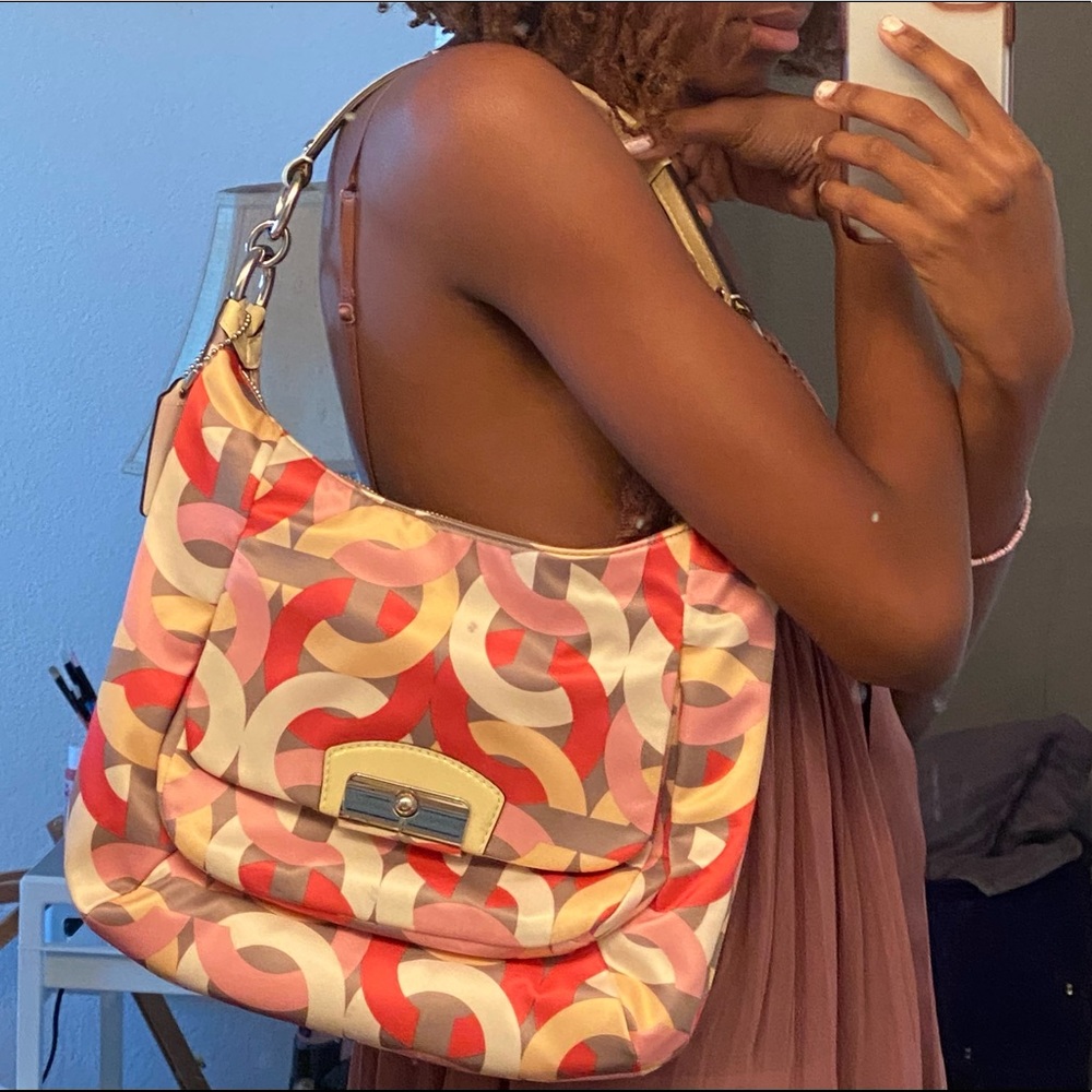 Pink & yellow Coach Purse